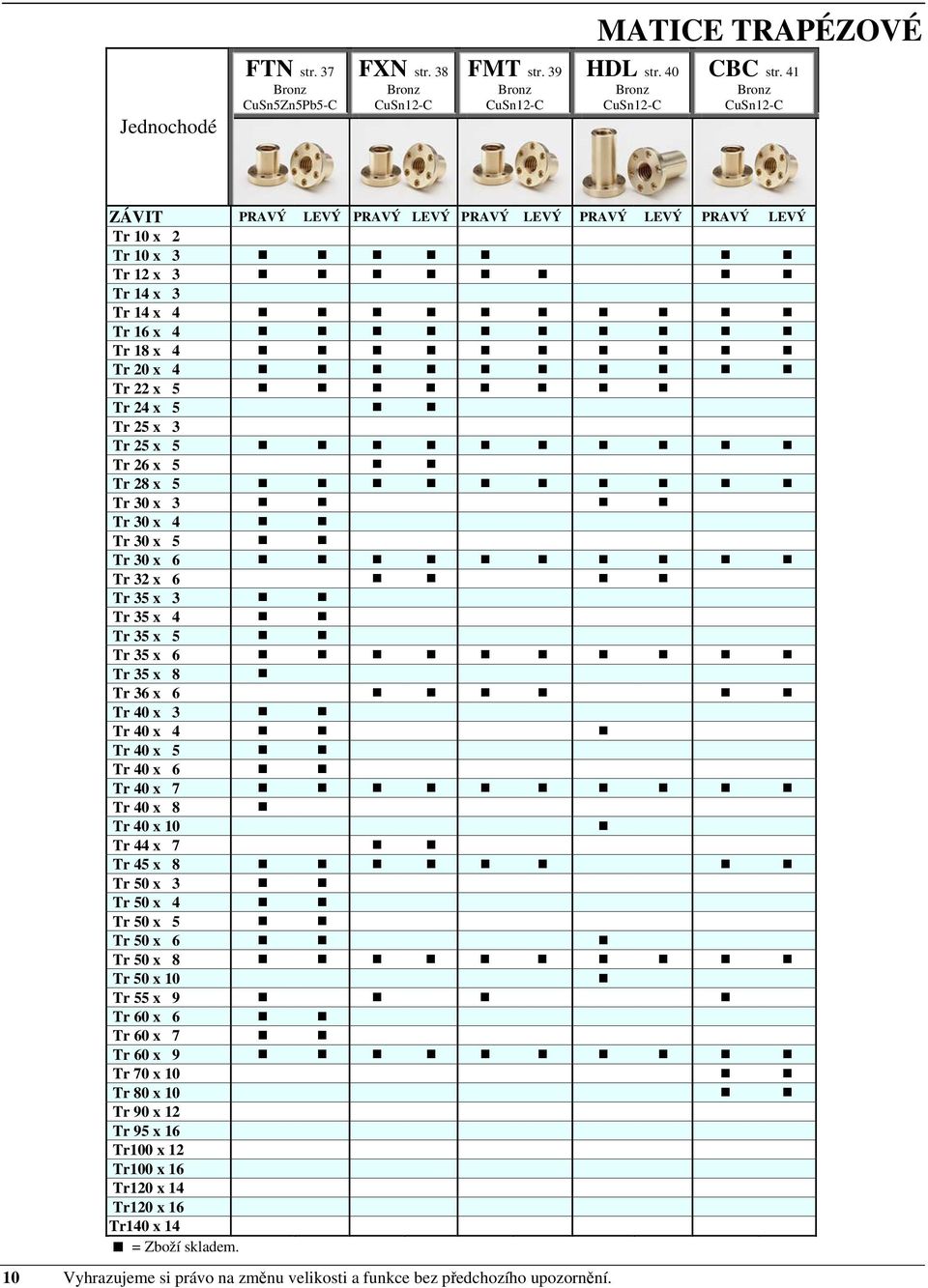 Tr 28 x 5 Tr 30 x 3 Tr 30 x 4 Tr 30 x 5 Tr 30 x 6 Tr 32 x 6 Tr 35 x 3 Tr 35 x 4 Tr 35 x 5 Tr 35 x 6 Tr 35 x 8 Tr 36 x 6 Tr 40 x 3 Tr 40 x 4 Tr 40 x 5 Tr 40 x 6 Tr 40 x 7 Tr 40 x 8 Tr 40 x 10 Tr 44 x