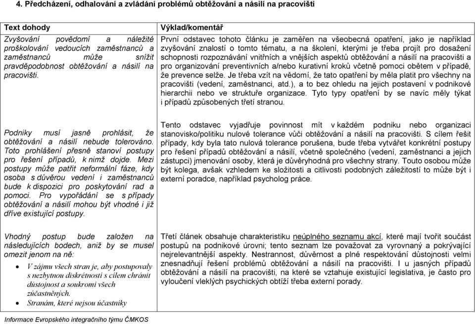 Výklad/komentář První odstavec tohoto článku je zaměřen na všeobecná opatření, jako je například zvyšování znalostí o tomto tématu, a na školení, kterými je třeba projít pro dosažení schopnosti