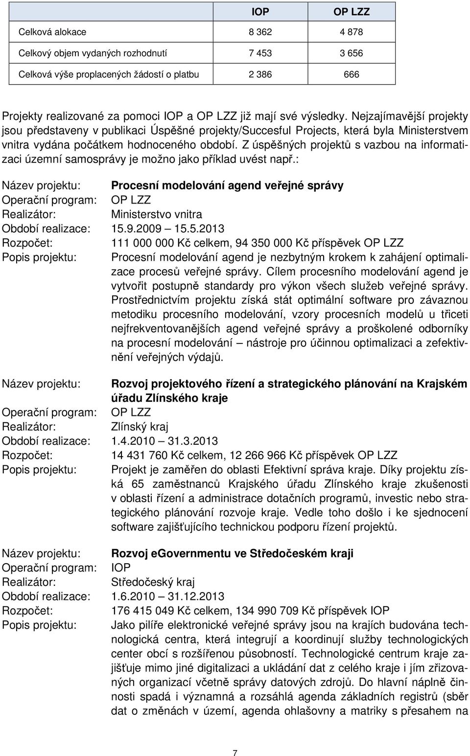 Z úspěšných projektů s vazbou na informatizaci územní samosprávy je možno jako příklad uvést např.