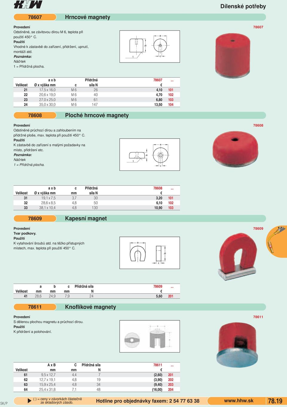 .. Velikost Ø x výška mm c síla N 21 17,5 x 16,0 M 6 26 4,10 101 22 20,6 x 19,0 M 6 40 4,70 102 23 27,0 x 25,0 M 6 61 6,80 103 24 35,0 x 30,0 M 6 147 13,50 104 78608 Ploché hrncové magnety Odstíněné