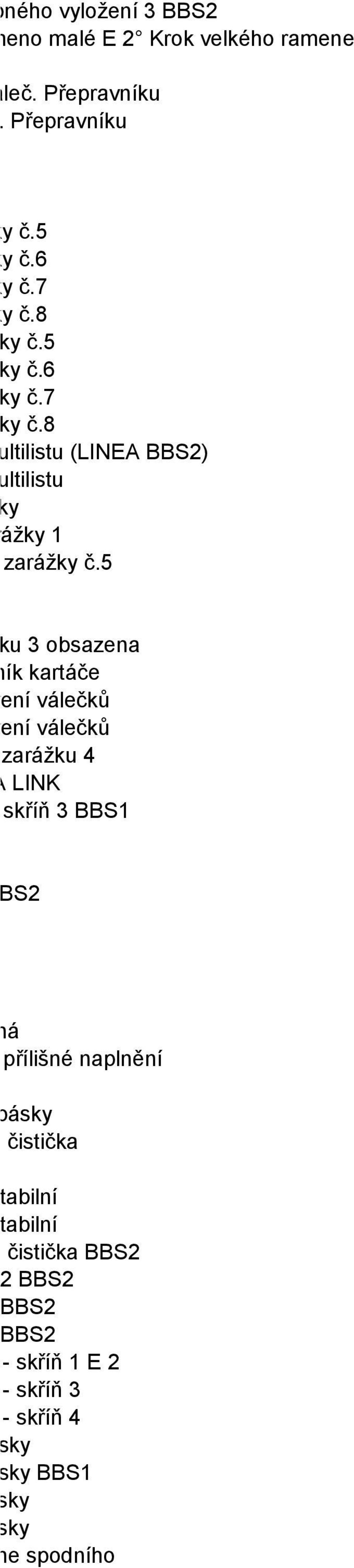 5 přepravníku 3 obsazena ní přepravník kartáče pro zastavení válečků pro zastavení válečků pro horní zarážku 4 ky stolu DA LINK pravníku - skříň 3 BBS1 invertoru BBS2 stabilizovaná pravníku -