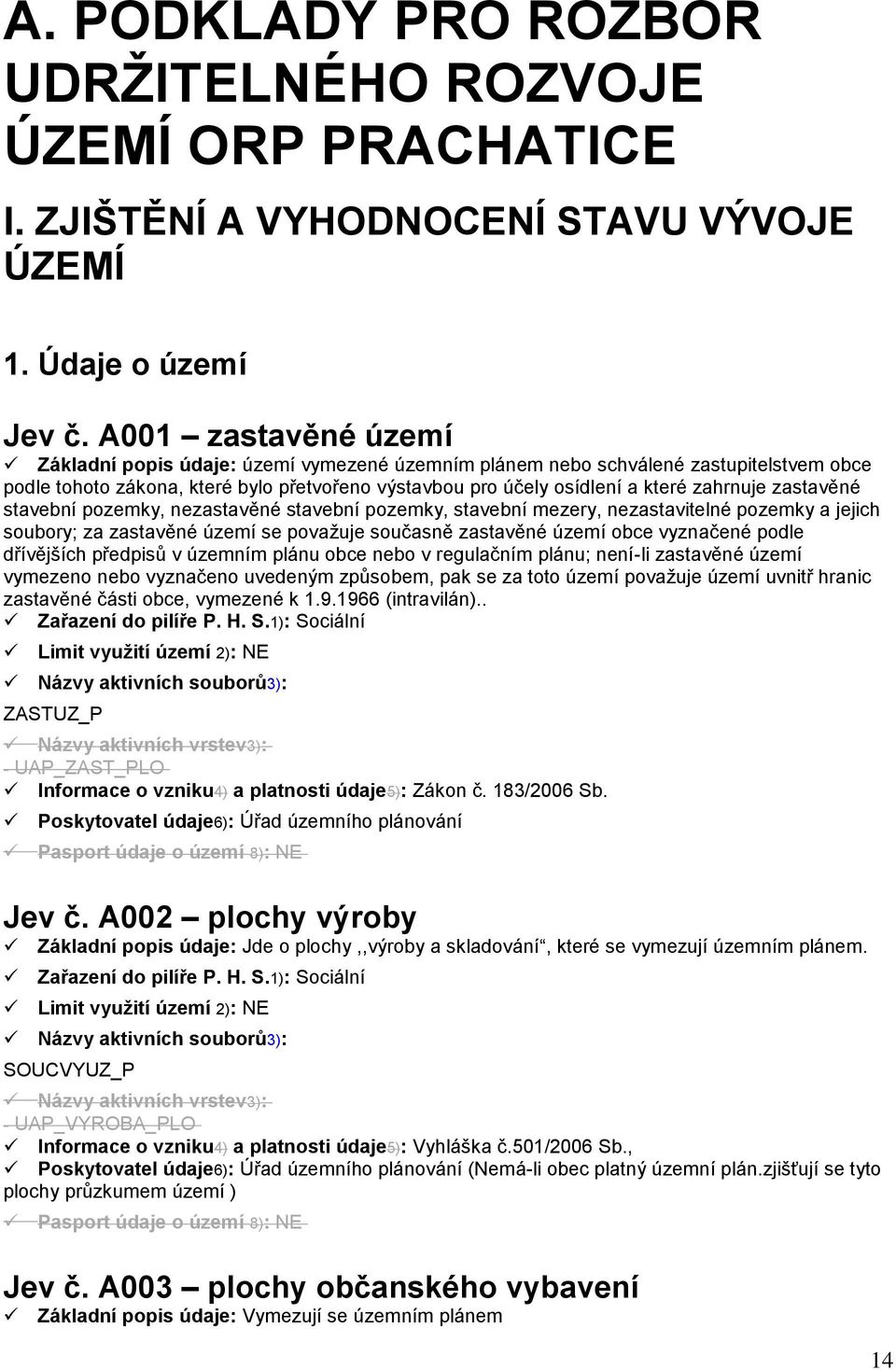 zastavěné stavební pozemky, nezastavěné stavební pozemky, stavební mezery, nezastavitelné pozemky a jejich soubory; za zastavěné území se považuje současně zastavěné území obce vyznačené podle