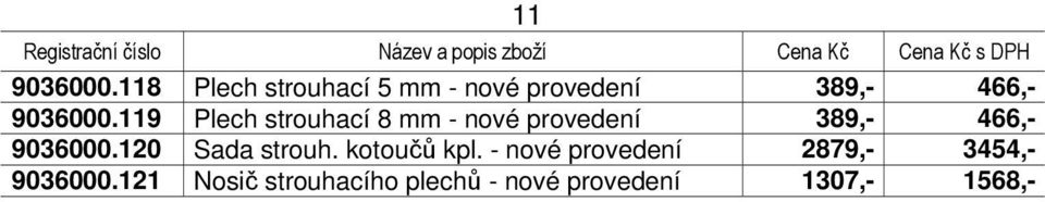 119 Plech strouhací 8 mm - nové provedení 389,- 466,- 9036000.