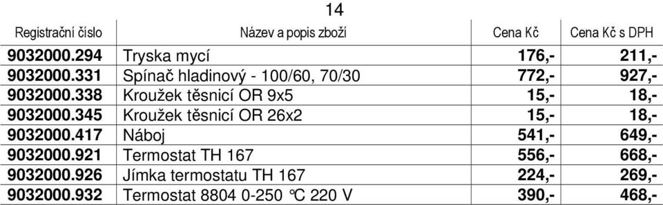 338 Kroužek těsnicí OR 9x5 15,- 18,- 9032000.