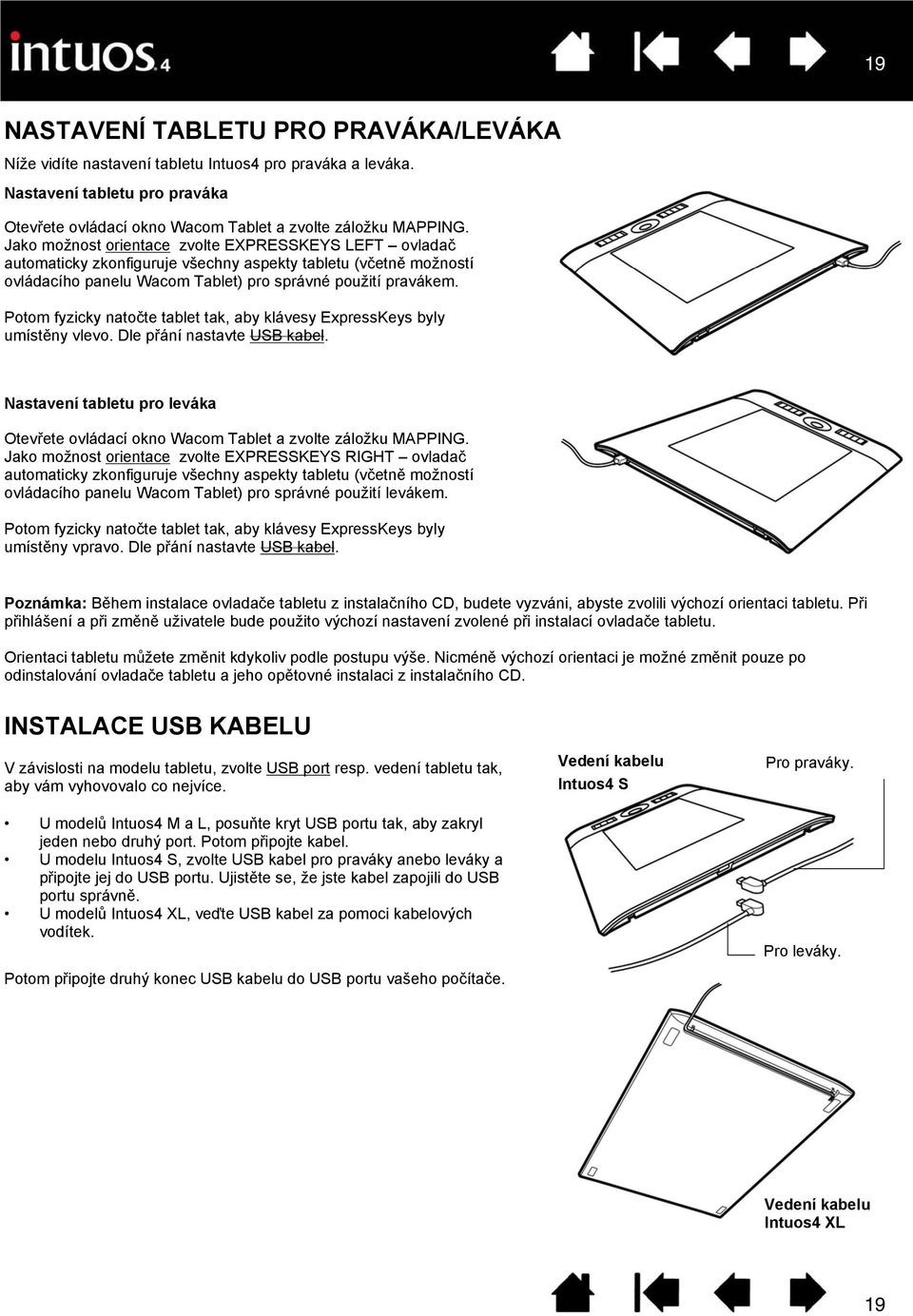 Choose the EXPRESSKEYS LEFT orientation option the tablet driver automatically configures all aspects of the tablet (including the Wacom Tablet control panel options) for correct right-handed use.