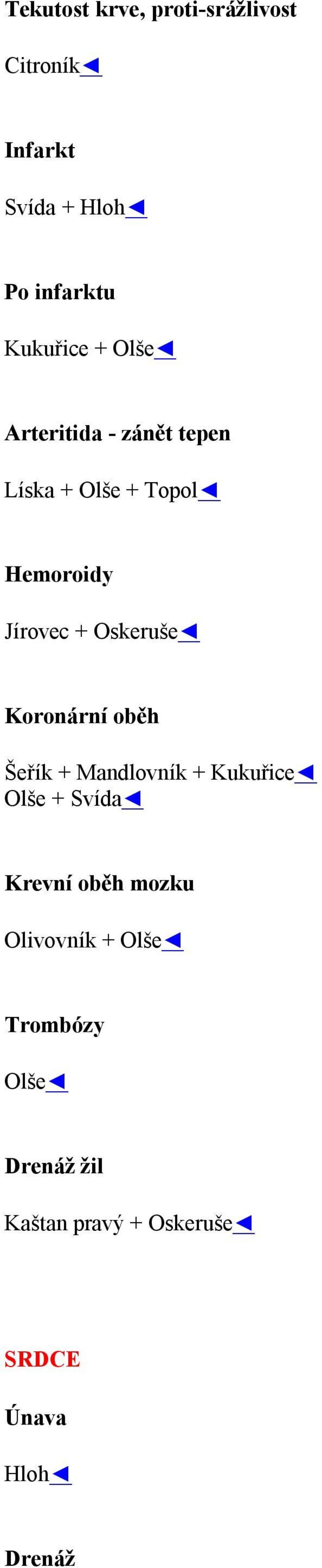 Koronární oběh Šeřík + Mandlovník + Kukuřice Olše + Svída Krevní oběh mozku