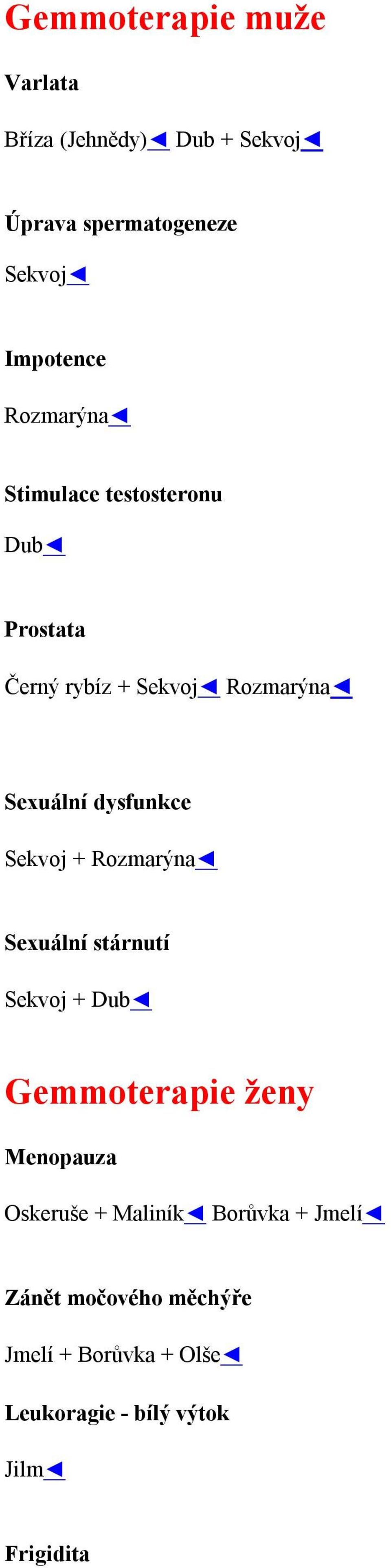 Sekvoj + Rozmarýna Sexuální stárnutí Sekvoj + Dub Gemmoterapie ženy Menopauza Oskeruše + Maliník