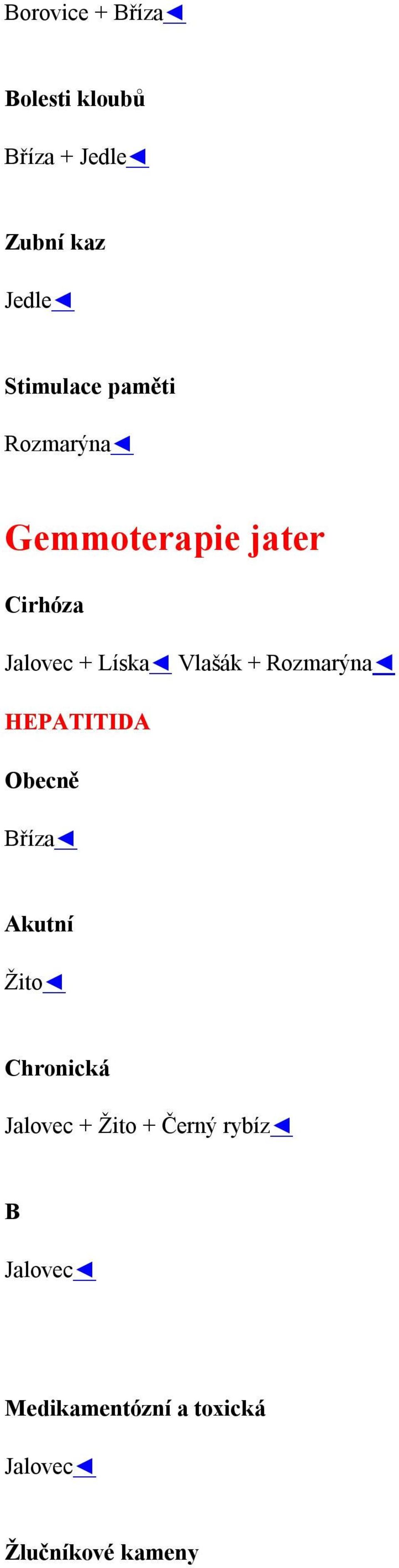 Rozmarýna HEPATITIDA Obecně Bříza Akutní Žito Chronická Jalovec + Žito