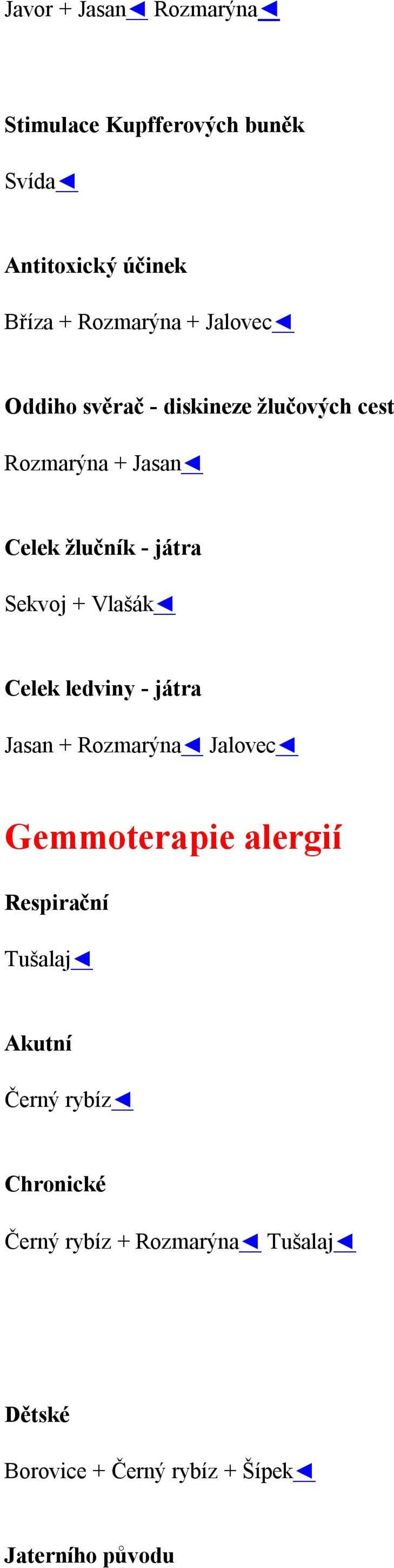 Vlašák Celek ledviny - játra Jasan + Rozmarýna Jalovec Gemmoterapie alergií Respirační Tušalaj Akutní