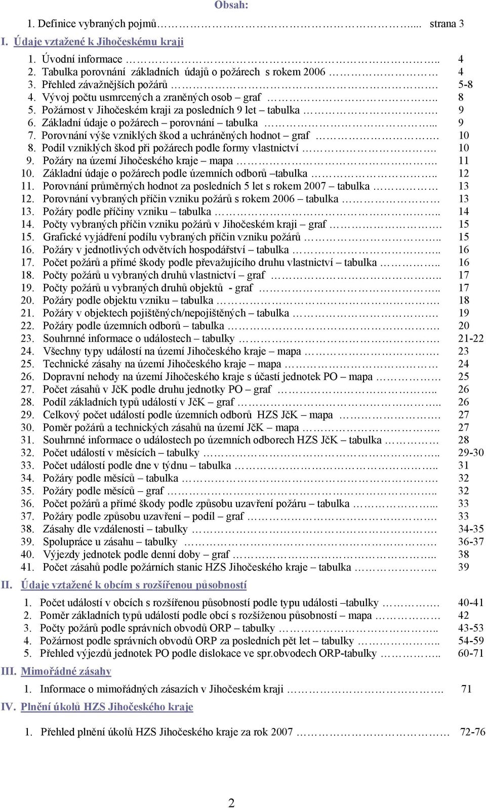 Porovnání výše vzniklých škod a uchráněných hodnot graf. 10 8. Podíl vzniklých škod při požárech podle formy vlastnictví. 10 9. Požáry na území Jihočeského kraje mapa. 11 10.