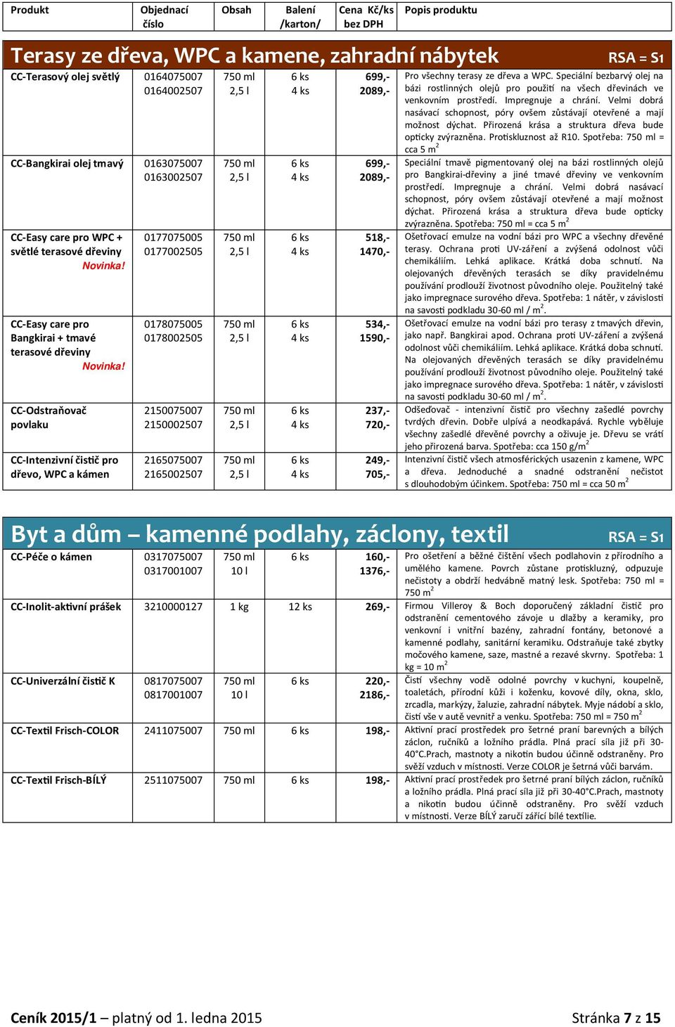 CC-Odstraňovač povlaku CC-Intenzivní čis č pro dřevo, WPC a kámen 0177075005 0177002505 0178075005 0178002505 2150075007 2150002507 2165075007 2165002507 2, 2, 2, 2, 2, 2, 6 ks 6 ks 6 ks 6 ks 6 ks 6