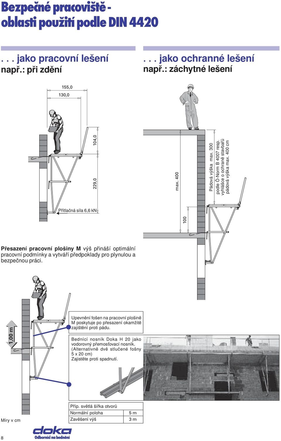 400 cm Přesazeí pracoví plošiy M výš přiáší optimálí pracoví podmíky a vytváří předpoklady pro plyulou a bezpečou práci.