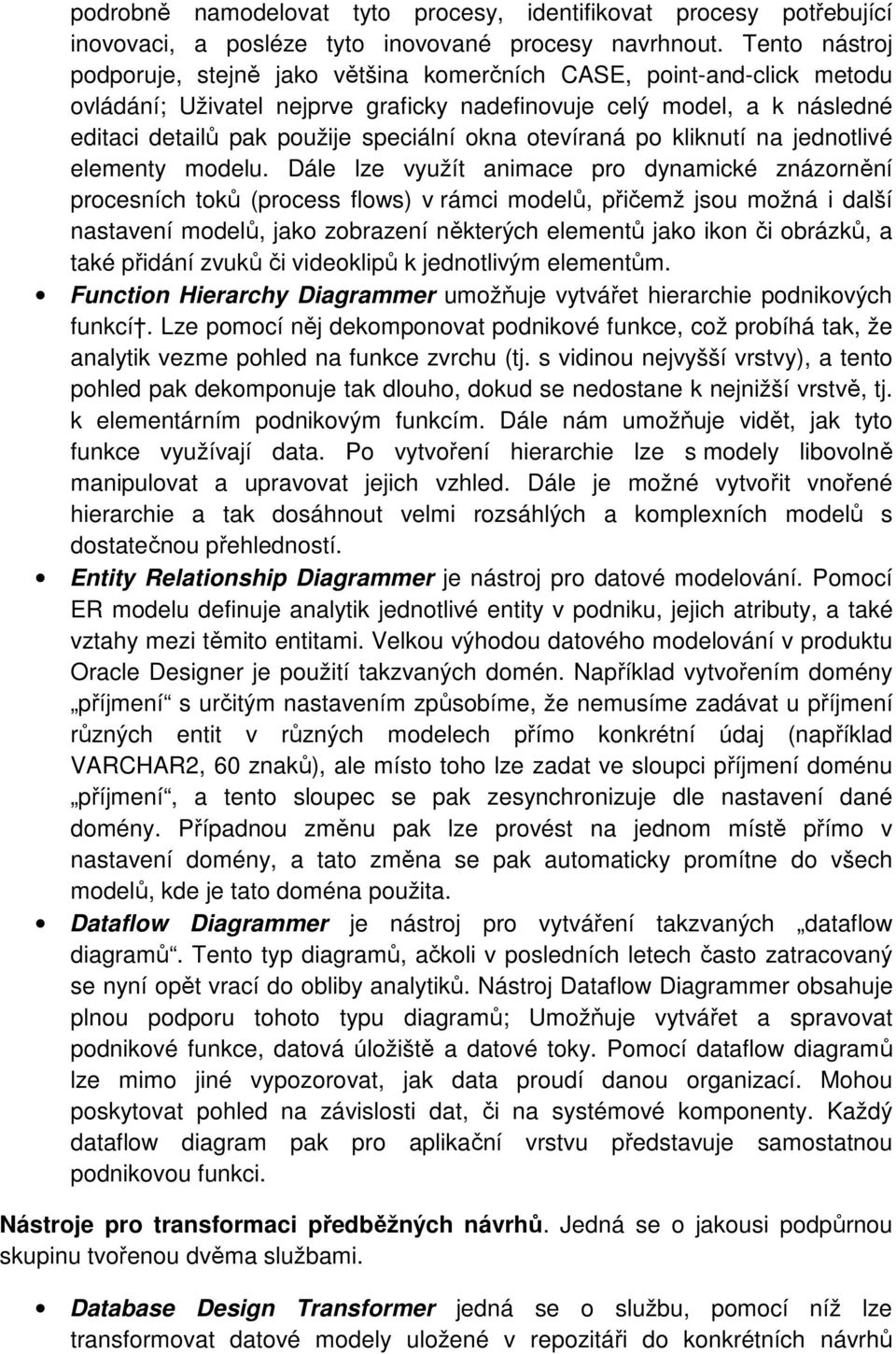 okna otevíraná po kliknutí na jednotlivé elementy modelu.