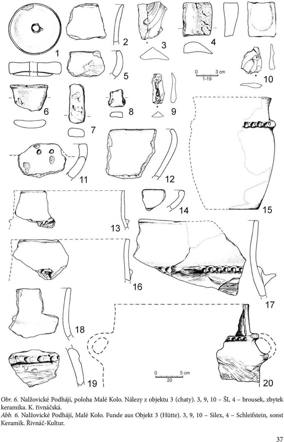 3, 9, 10 ŠI, 4 brousek, zbytek keramika. K. řivnáčská. Abb. 6.