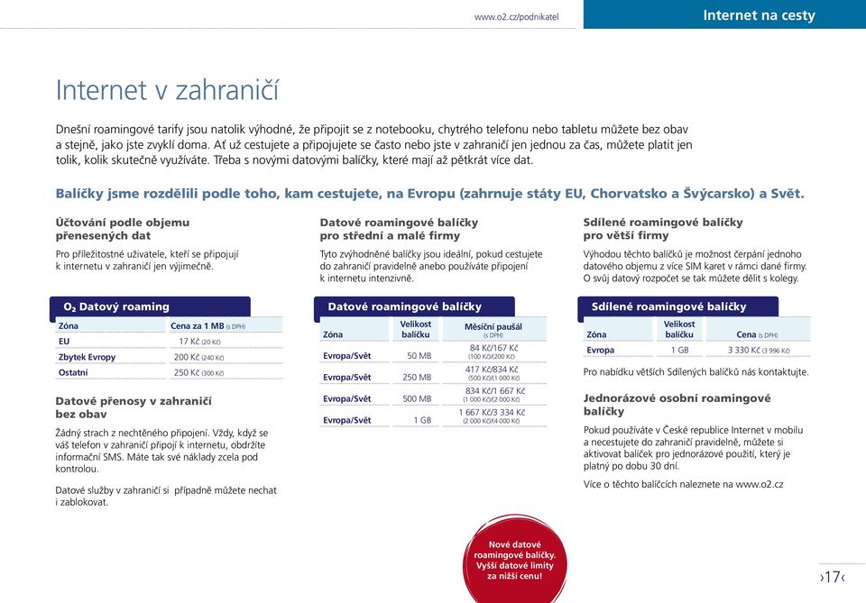 zvyklí doma. Ať už cestujete a připojujete se často nebo jste v zahraničí jen jednou za čas, můžete platit jen tolik, kolik skutečně využíváte.