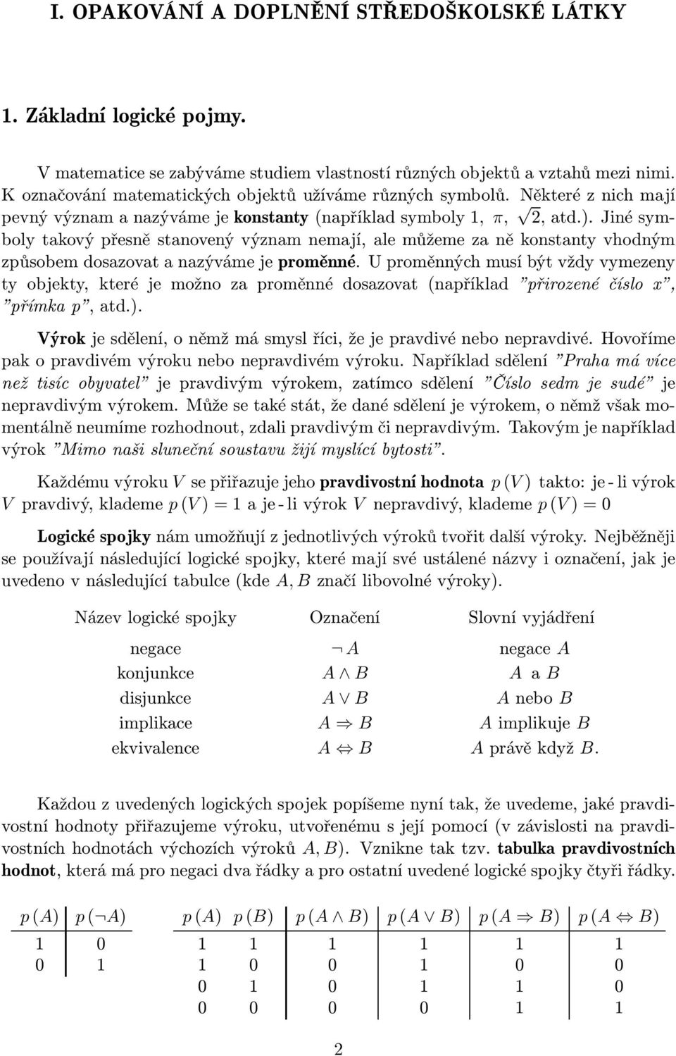 Jinésymboly takový přesně stanovený význam nemají, ale můžeme za ně konstanty vhodným způsobem dosazovat a nazýváme je proměnné.