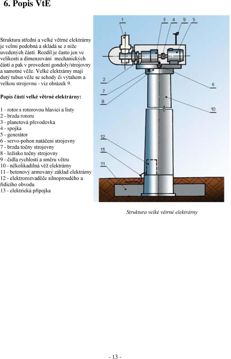Velké elektrárny mají dutý tubus věže se schody či výtahem a velkou strojovnu - viz obrázek 9.