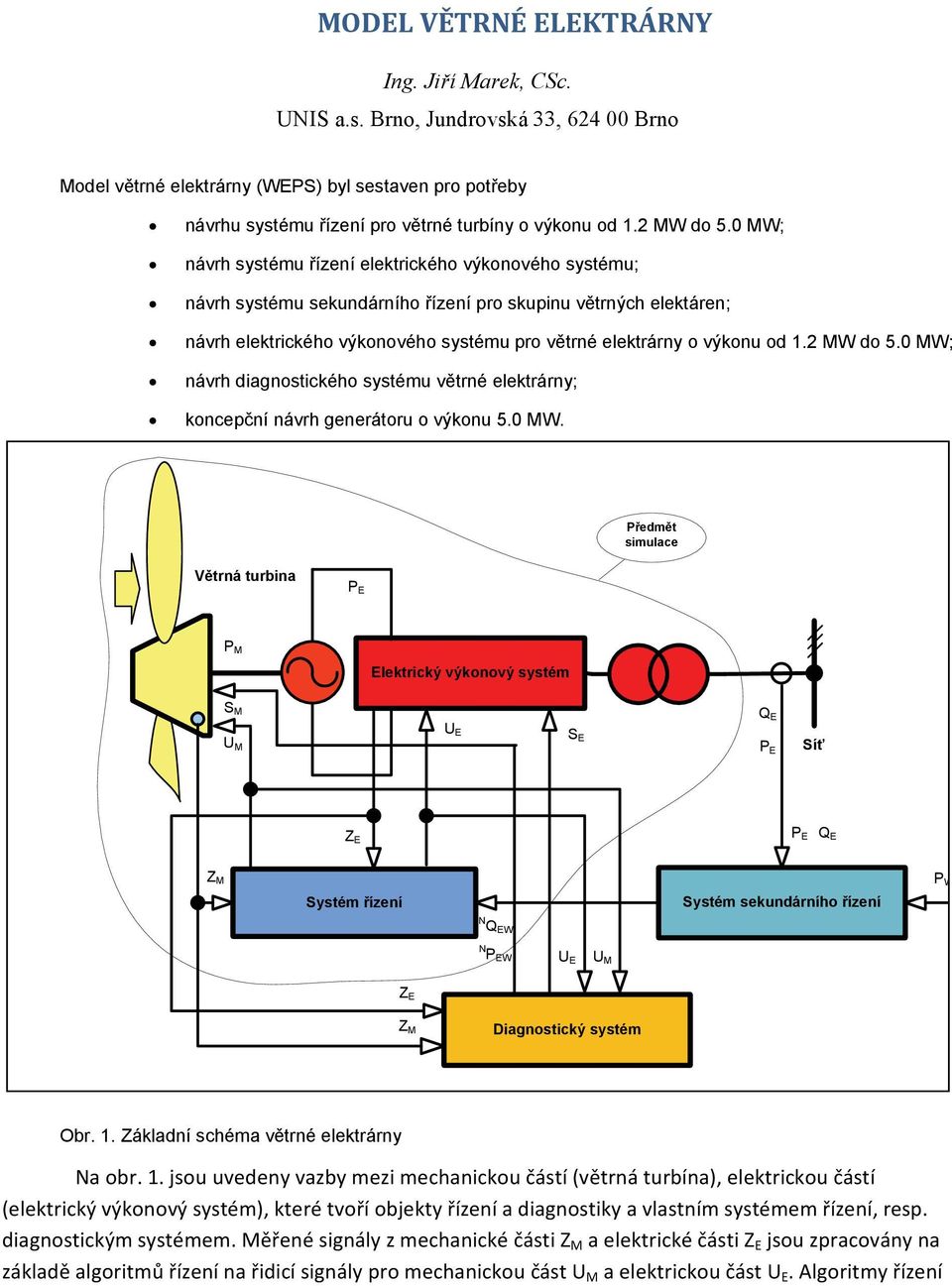 MW; návrh systému řízení elektrického výkonového systému; návrh systému sekundárního řízení pro skupinu větrných elektáren; návrh elektrického výkonového systému pro větrné elektrárny o výkonu od.