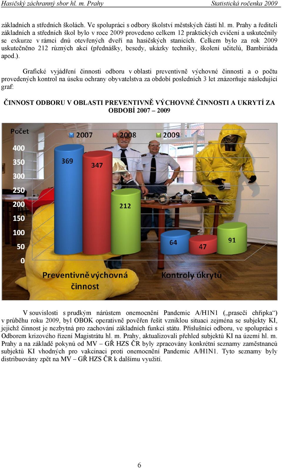 stských částí hl. m. Prahy a řediteli základních a středních škol bylo v roce 29 provedeno celkem 2 praktických cvičení a uskutečnily se exkurze v rámci dnů otevřených dveří na hasičských stanicích.