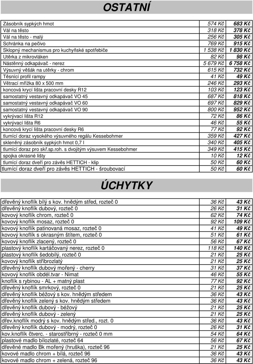 Kč koncová krycí lišta pracovní desky R12 samostatný vestavný odkapávač VO 45 687 Kč 818 Kč samostatný vestavný odkapávač VO 60 697 Kč 829 Kč samostatný vestavný odkapávač VO 90 800 Kč 952 Kč