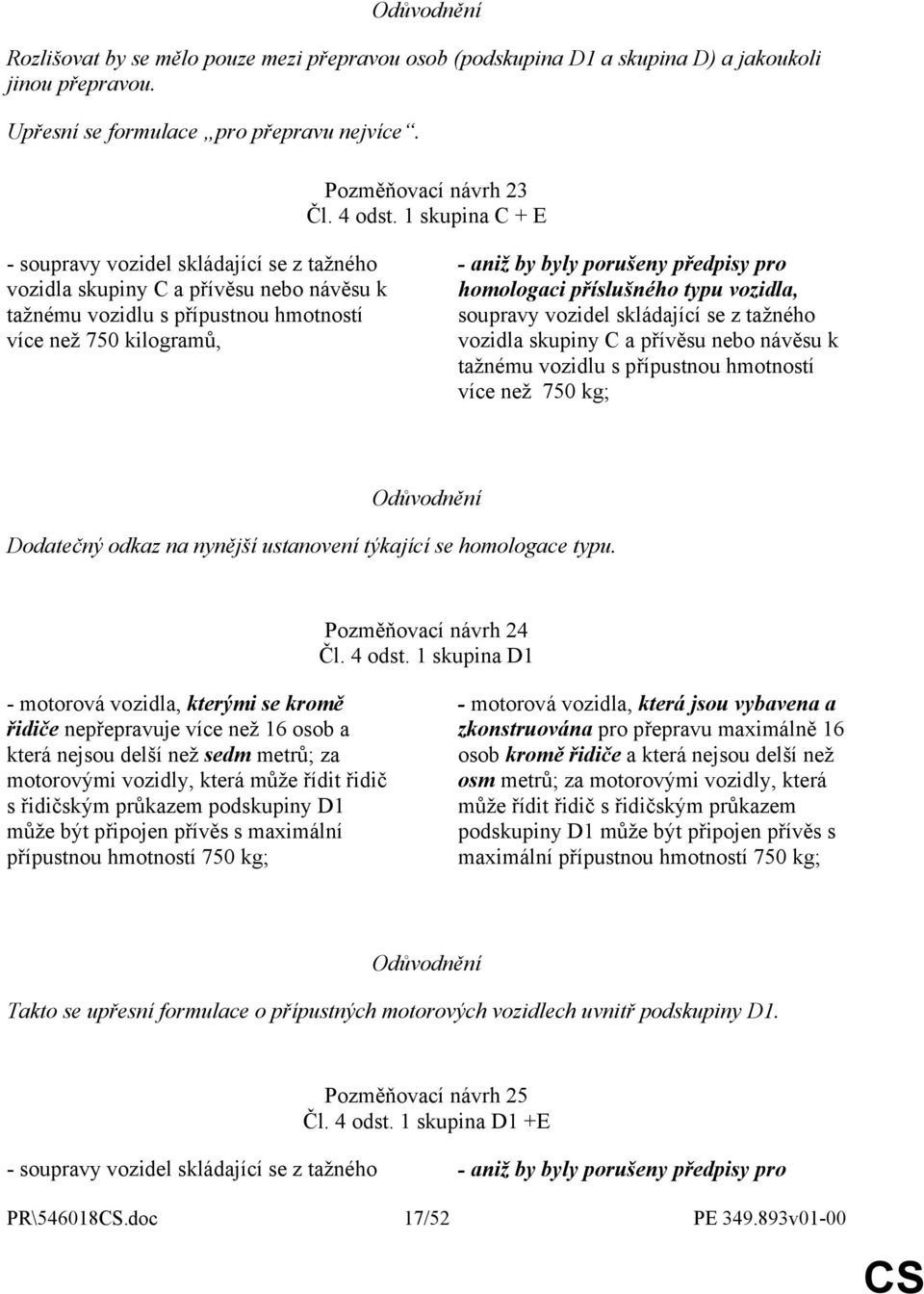 pro homologaci příslušného typu vozidla, soupravy vozidel skládající se z tažného vozidla skupiny C a přívěsu nebo návěsu k tažnému vozidlu s přípustnou hmotností více než 750 kg; Dodatečný odkaz na