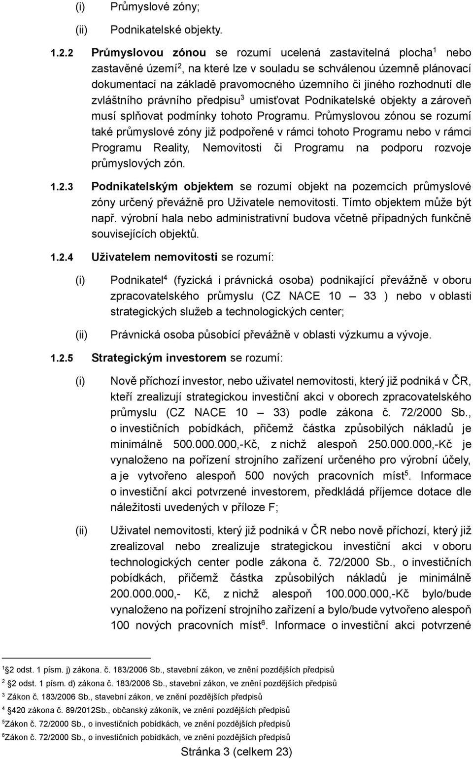 rozhodnutí dle zvláštního právního předpisu 3 umisťovat Podnikatelské objekty a zároveň musí splňovat podmínky tohoto Programu.