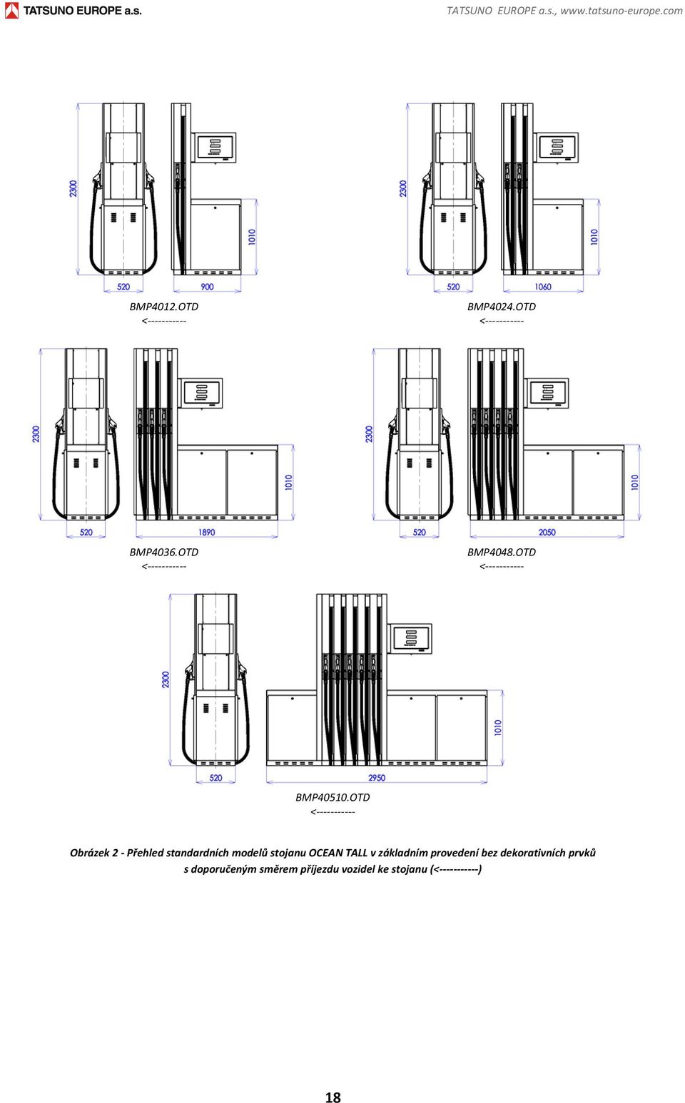 OTD < Obrázek 2 Přehled standardních modelů stojanu OCEAN TALL v