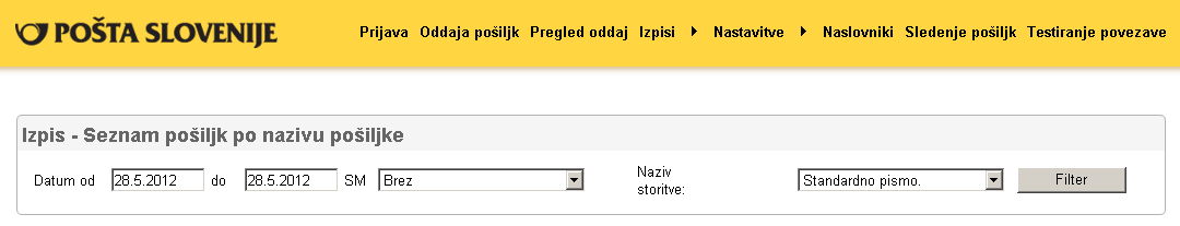 celotno identifikacijsko številko stranke. Iskanje po identifikacijski pošiljki je omogočeno le v primeru, ko je bil naveden podatek vnesen ob sprejemu pošiljke.