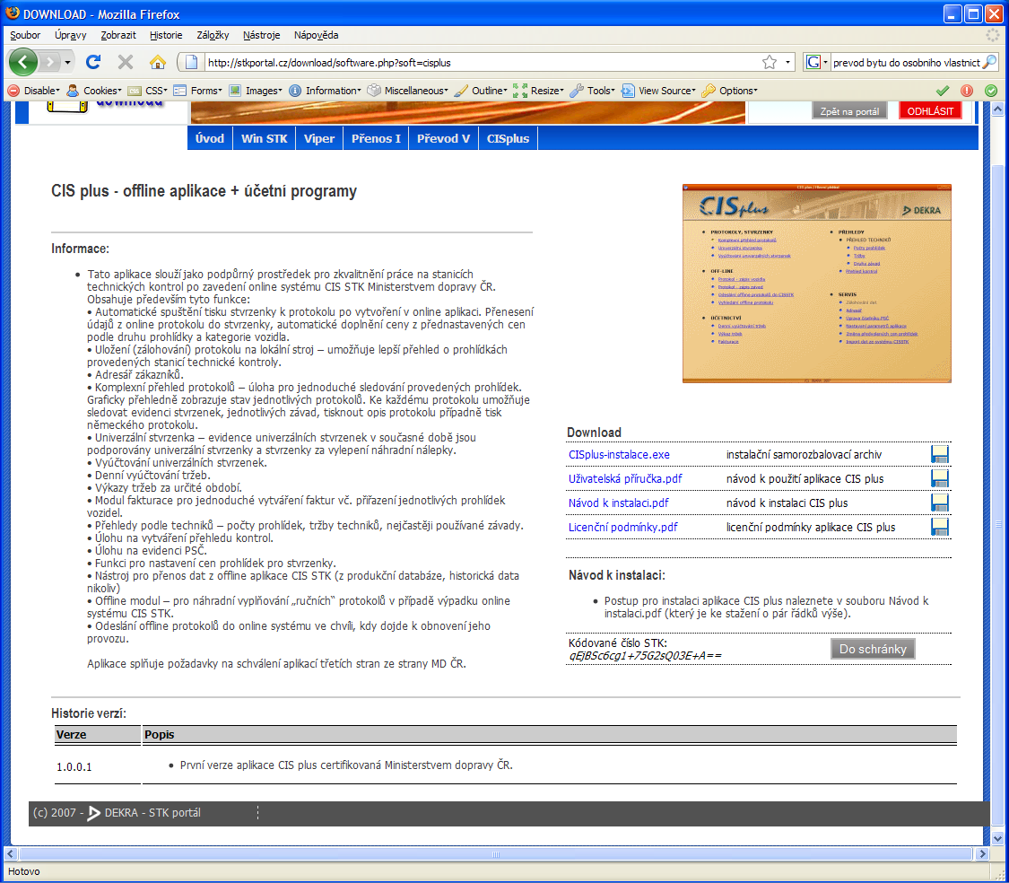 Dostanete se na stránky CISplus, kde jsou k dispozici informace o tomto programovém balíku, ke stažení je zde instalační balíček, uživatelská příručka a mnoho dalšího.