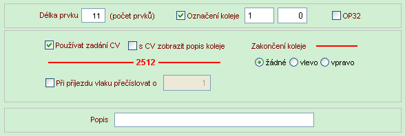 sada úseků je považována za obsazenou. Novou sadu vytvoříte po kliknutí na tlačítko s ikonou listu a zadání názvu sady, již existující sadu přiřadíte kolejovému úseku výběrem z rozbalovacího seznamu.