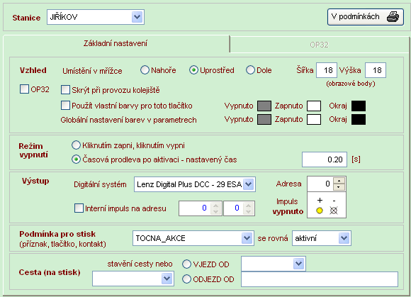 TLAČÍTKO Tlačítko je v projektu využíváno pro ovládání výstupu digitálního systému nebo pro jednodušší způsob stavění jízdní cesty.