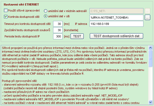 ETHERNET Nastavení sítě ETHERNET slouží k definici a nastavení parametrů pro spolupráci počítačů, které ovládají stanice z různých míst.