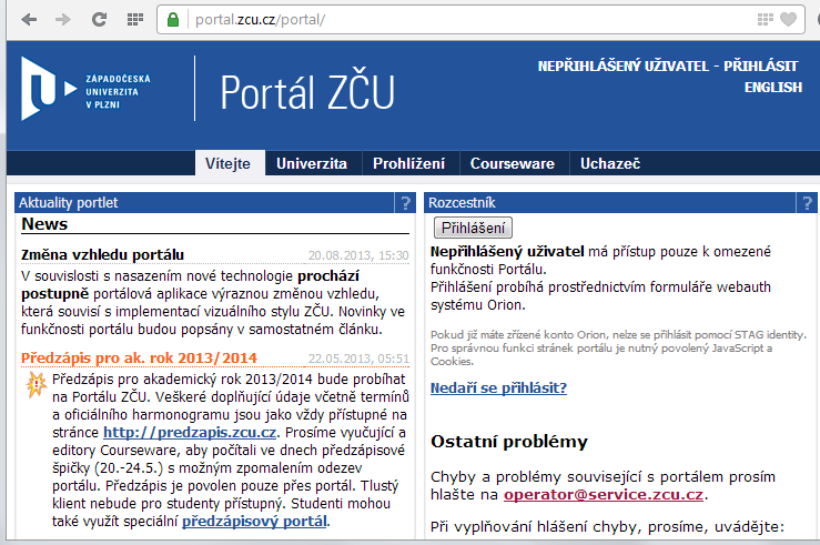 Užitečné weby http://support.zcu.cz http://heslo.