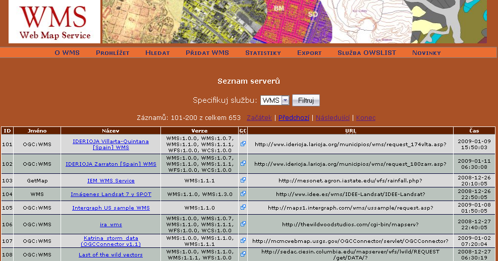 3.4 Úprava Webového portálu o mapových službách statkem také bylo, že někde v průběhu zapracování metadat, se v určité části ztrácela informace o kódování a nastal tak problém, např. s českými znaky.