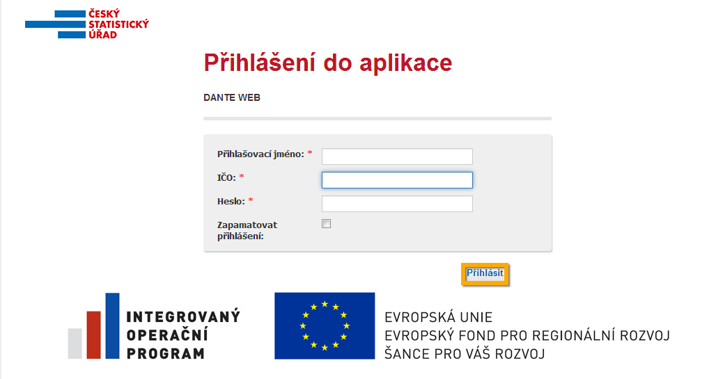 3 Struktura aplikace Dante web Aplikace Dante Web umožňuje respondentům vyplňovat statistické formuláře, ke kterým má příslušná zpravodajská jednotka přístup.