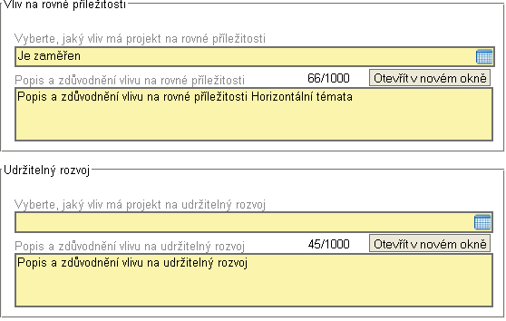 13.3. Horizontální témata (PO 1-5) Záloţka slouţí k zachycení změn v oblasti horizontálních témat.