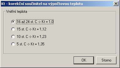 Topné těleso V případě topného tělesa je možné (nutné) zadat jeho korekční součinitele. Jednotlivé hodnoty jsou závislé na typu měřidla.