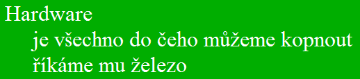 Číslovaný seznam: <ol> <li>první položka, čísluje se to automaticky</li> <li>druhá položka</li> </ol> Moje nejoblíbenější předměty: <OL START=1> <LI>IT <LI>TV <LI>matematika </OL> Seznam definic: