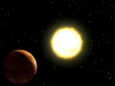 obr.11 Exoplaneta 55 Cnc e v představách malíře. Credit: NASA Záhada se ovšem nekoná. Tým, který použil data z dalekohledu Spitzer, už v původní studii přispěchal s vysvětlením.