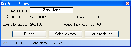 Pokud chcete ihned upravit parametry zóny, kliknete znovu na mapu. Zóna se vymaže a může být znovu vytvořena.