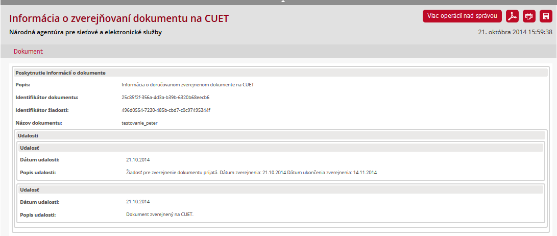 3.4 Žiadosť o poskytnutie informácií o dokumente Vo formulári žiadosti (Obr. 27) je potrebné vyplniť údaj Identifikátor dokumentu, ktorý získate z notifikačnej správy o zverejnení dokumentu. Obr.