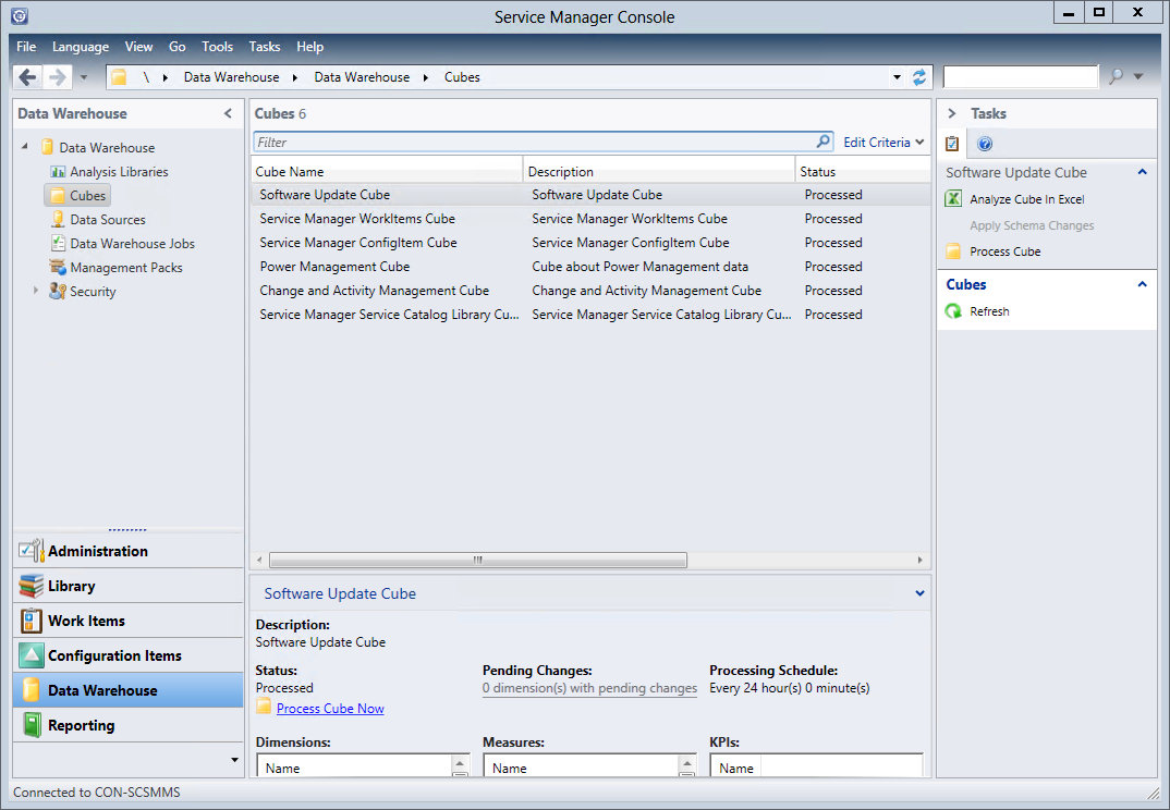 Integration Connectors simplify and streamline integration between Service Manager and other System Center components Business intelligence Powerful data warehouse for rich, integrated