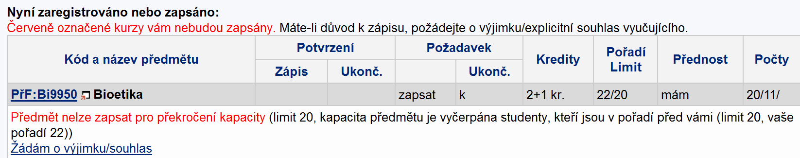 Vyberte fakultu, na které se předmět vyučuje, vložte jeho kód a klikněte na dohledat.