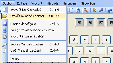 6.2. Otevřít ovladač k editaci Tato funkce umožňuje otevření dříve uloženého rozložení pro další změnu, zaregistrování v systému nebo vytvoření instalačního