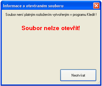 Tlačítko Otev ít: Rozhodnete-li se soubor po přečtení získaných informací otevřít, klikněte na toto tlačítko.