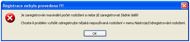 Důvod: V systému je programem Kledit nebo jeho instalačními balíčky zaregistrován limitní počet 900 rozložení a spolu s přednastavenými ovladači Microsoft Windows celkový počet rozložení