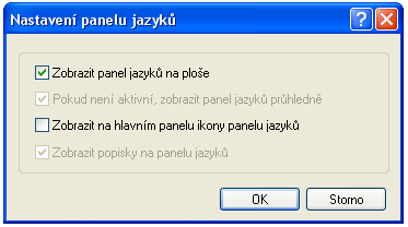 Je-li ikona panelu nástrojů viditelná v hlavním panelu Windows, pak lze jazyk vybrat jednoduše dvojím kliknutím myší: Pokud jsou Windows tak nastavena (při standardní první instalaci tak nastavena