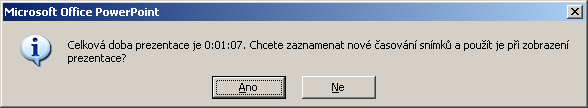 MS Office 2003 snímek s nastaveným časováním resp.