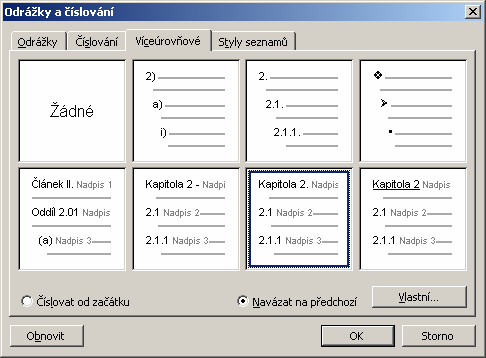 MS Office 2003 1.3.3 Vytvoření nového stylu Klepnutím na tlačítko Nový styl v podokně Styly a formátování se otevře dialogové okno Nový styl, v němž můžete nadefinovat atributy nového stylu.