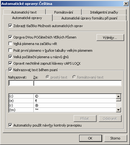 MS Office 2003 Veškeré jazykové korekce souvisejí s nastavením jazyka informaci o aktuálně nastaveném jazyku najdete na stavovém řádku (pro české prostředí je jako výchozí jazyk nastavena čeština).